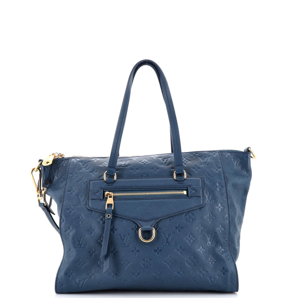 Louis Vuitton Lumineuse Handbag Monogram Empreinte Leather PM Blue