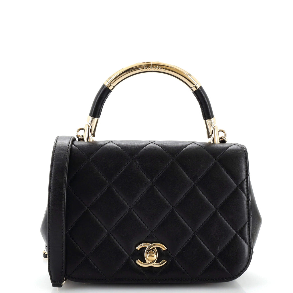 CHANEL Lambskin Quilted Small CC Chic Flap Black 1228589