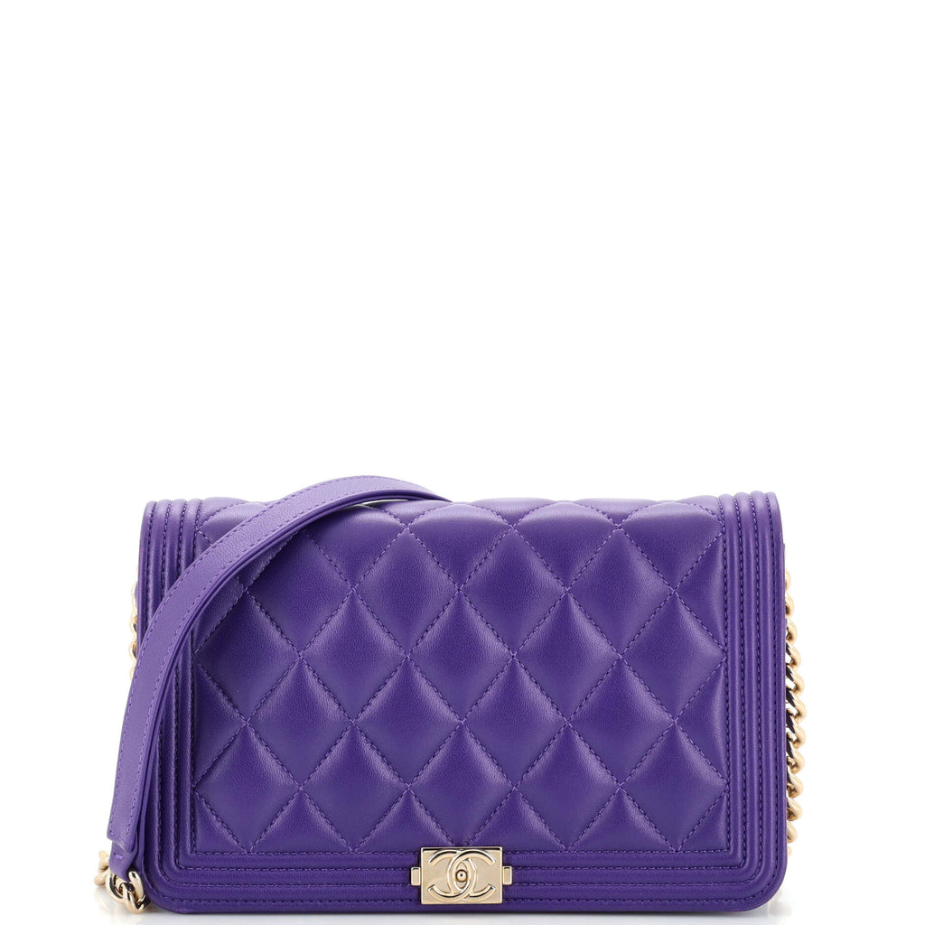 Chanel Boy Wallet on Chain Quilted Lambskin Purple 22911492