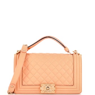 Chanel Chain Handle Boy Flap Bag Quilted Calfskin Old Medium