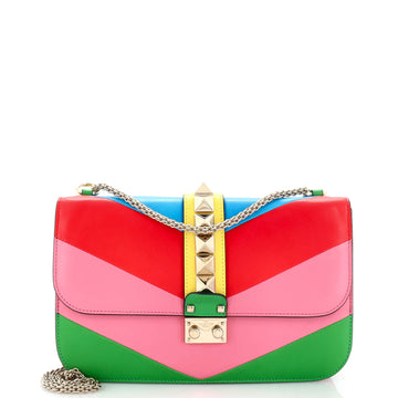 Valentino Garavani 1973 Glam Lock Shoulder Bag Striped Leather Medium