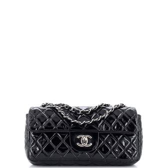 Chanel Classic Single Flap Bag Quilted Crinkled Patent East West