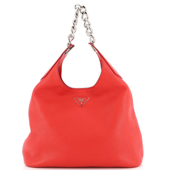 Prada Chain Link Hobo Vitello Daino Large