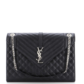 Saint Laurent Classic Monogram Envelope Satchel Mixed Matelasse Leather Large