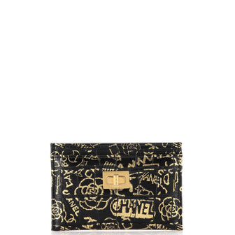 Chanel Reissue Card Holder Graffiti Crocodile Embossed Calfskin