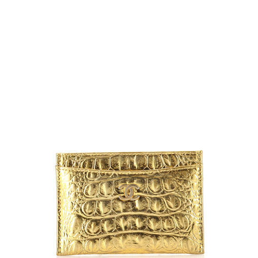 Chanel Classic Card Holder Crocodile Embossed Metallic Calfskin 229297