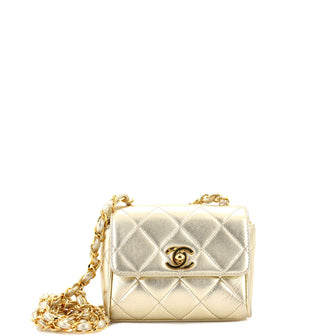Chanel Vintage Square Chain Handle Flap Bag Quilted Lambskin Mini