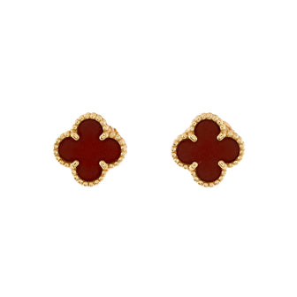 Van Cleef & Arpels Sweet Alhambra Stud Earrings 18K Rose Gold and Carnelian