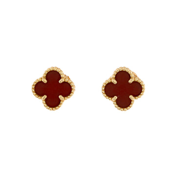 Van Cleef & Arpels Sweet Alhambra Stud Earrings 18K Rose Gold and Carnelian