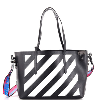 Off White Binder Clip Shopper Tote Striped Leather Large