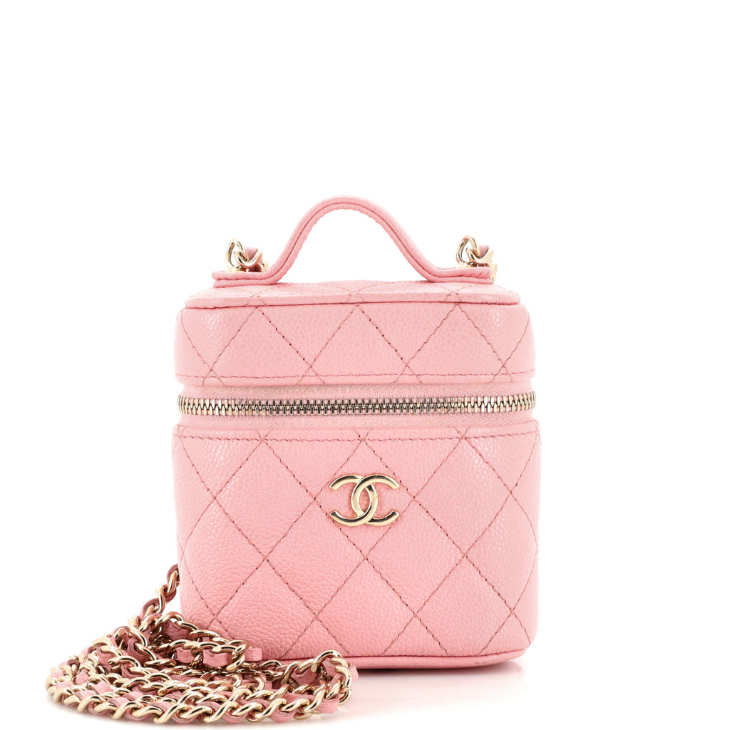 Chanel Mini Round Vanity Bag with Handle Pink Caviar 22C – Coco Approved  Studio