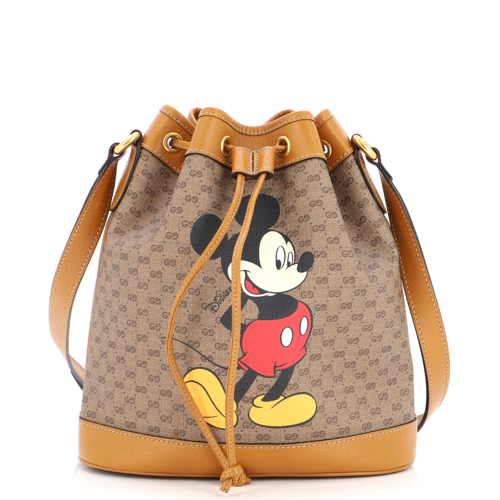Gucci Disney Mickey Mouse Bucket Bag Printed Mini Gg Coated Canvas