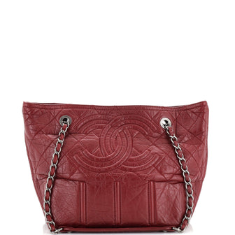 Chanel Shopping In Moscow Tote Quilted Distressed Leather Small
