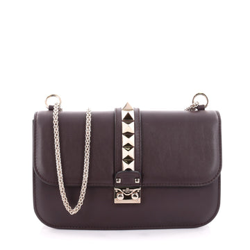 Valentino Glam Lock Shoulder Bag Leather Medium Red 2294901
