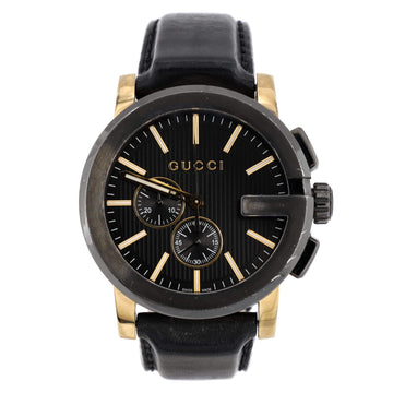 Gucci G-Chrono Chronograph Quartz Watch Stainless Steel and Leather 44