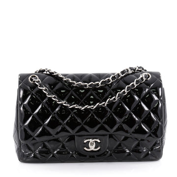 Chanel Classic Double Flap Bag Quilted Patent Jumbo Black 2295104