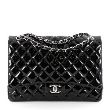 Chanel Classic Double Flap Bag Quilted Patent Maxi Black 2295302