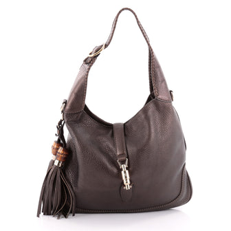 Gucci New Jackie Handbag Leather Medium Brown 2295902