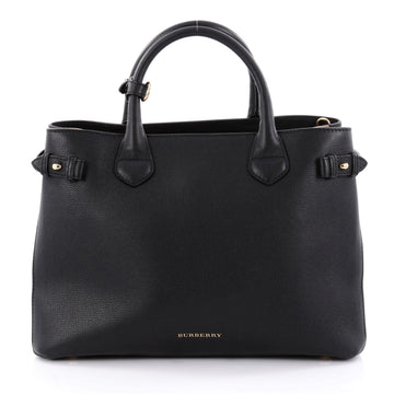 Banner Convertible Tote Leather and House Check Canvas Medium Black 2296101