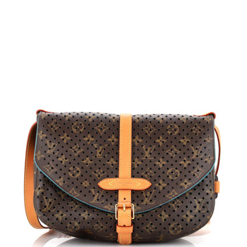 Louis Vuitton Flore Saumur Handbag Perforated Monogram Canvas