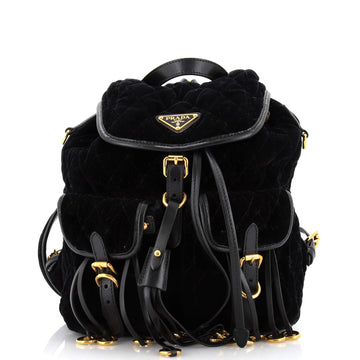 Prada Double Front Pocket Backpack Quilted Velvet Medium