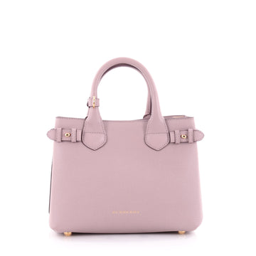 Burberry Banner Convertible Tote Leather and House Check Canvas Small Purple 2296401