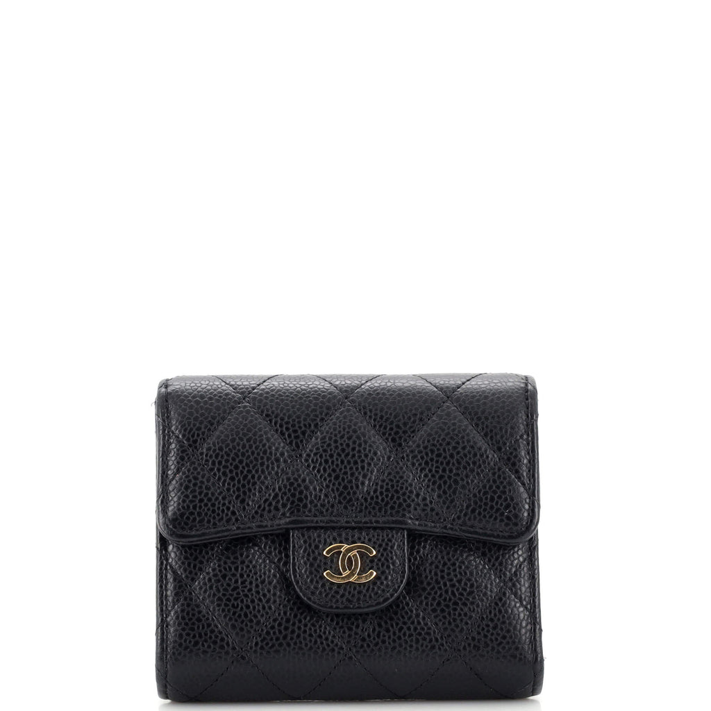 Chanel CC Compact Classic Flap Wallet Quilted Caviar Black 2296404
