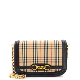 Burberry Link Flap Bag 1983 Knight Check Canvas Small