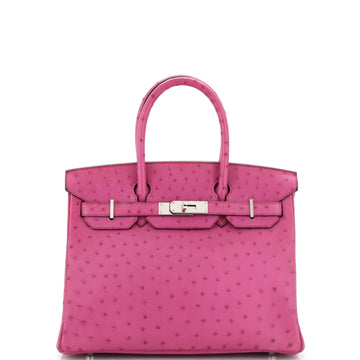 Hermes Birkin Handbag Pink Ostrich with Palladium Hardware 30