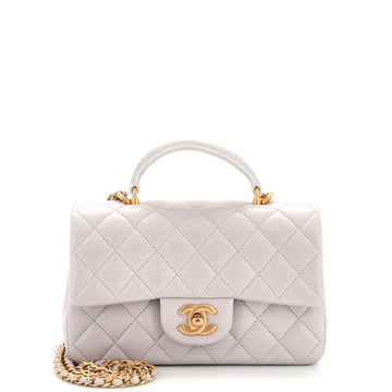 Chanel Classic Single Flap Top Handle Bag Quilted Lambskin Mini