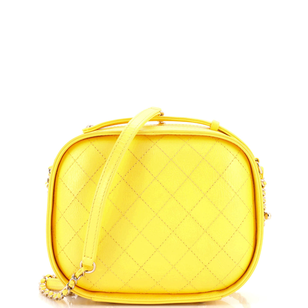 Chanel Vanity Case Bag Quilted Crumpled Calfskin Small Yellow 2297971