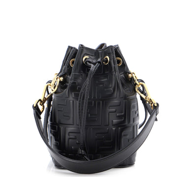 Fendi Mon Tresor Bucket Bag Zucca Embossed Leather Mini