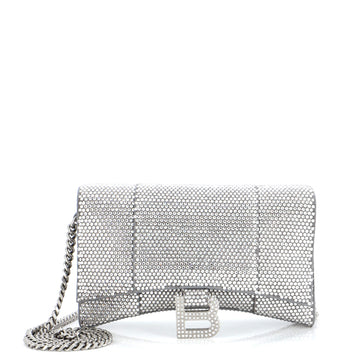 Balenciaga Hourglass Chain Wallet Suede with Crystals XS