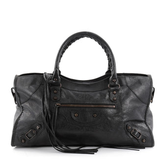 Balenciaga Part Time Classic Studs Handbag Leather Black 2298202
