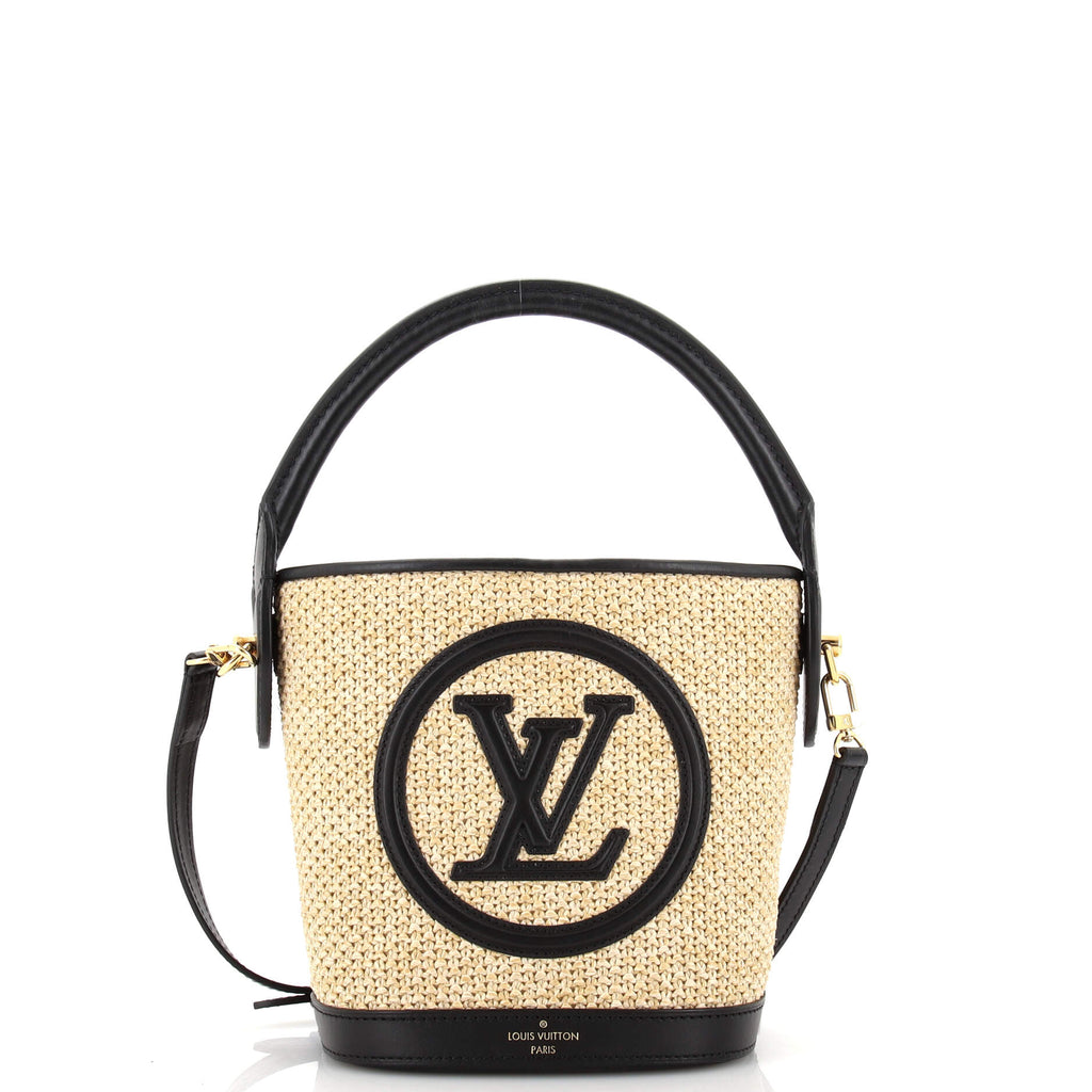 Louis Vuitton Petit Bucket NM Bag Raffia with Leather Black 2297651