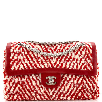 Chanel Vintage Reissue Chain CC Flap Bag Chevron Tweed Medium