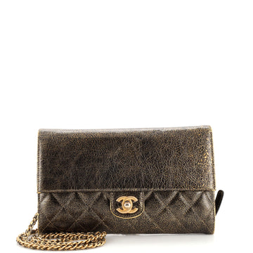 Chanel Zip Away Chain Clutch Crackled Calfskin