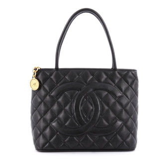 Chanel Medallion Tote Quilted Caviar Black