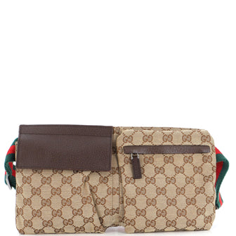 Gucci Vintage Double Belt Bag GG Canvas