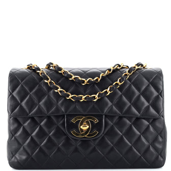 Chanel Gold Quilted Patent Leather Jumbo Classic Single Flap Bag