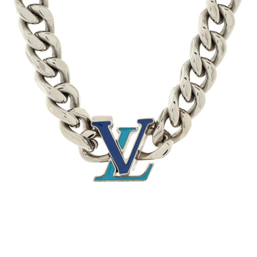 Louis Vuitton LV Logo Chain Necklace Enamel and Metal