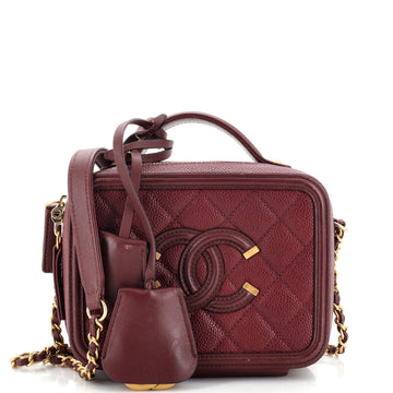 Chanel Filigree Vanity Case Quilted Caviar Small