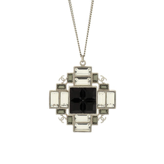 Chanel CC Cross Pendant Necklace Metal with Crystals