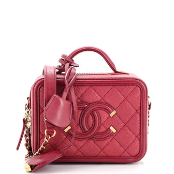 Chanel Filigree Vanity Case Quilted Caviar Small