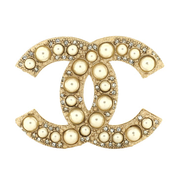 Chanel CC Brooch Metal with Faux Pearls