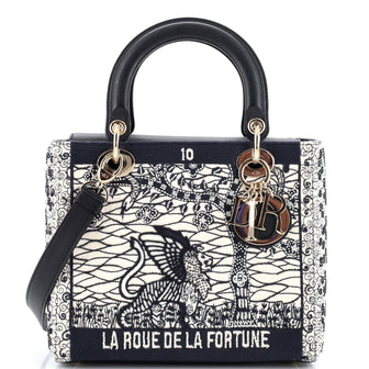 Christian Dior Tarot Lady Dior Bag Embellished Canvas Medium