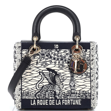 Christian Dior Tarot Lady Dior Bag Embellished Canvas Medium