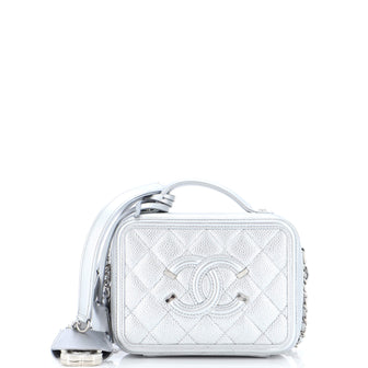 Filigree Vanity Case Quilted Caviar Small