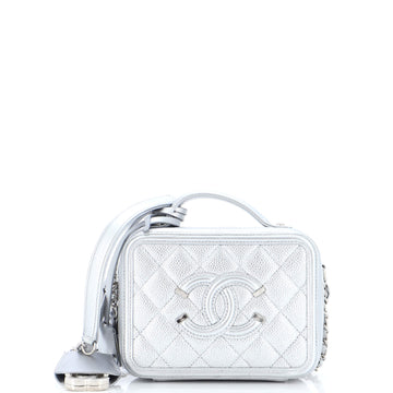 Chanel Filigree Vanity Case Quilted Caviar Small