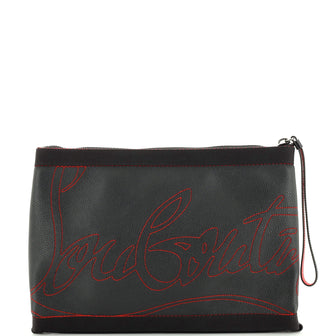 Christian Louboutin Logo Zip Clutch Leather Large